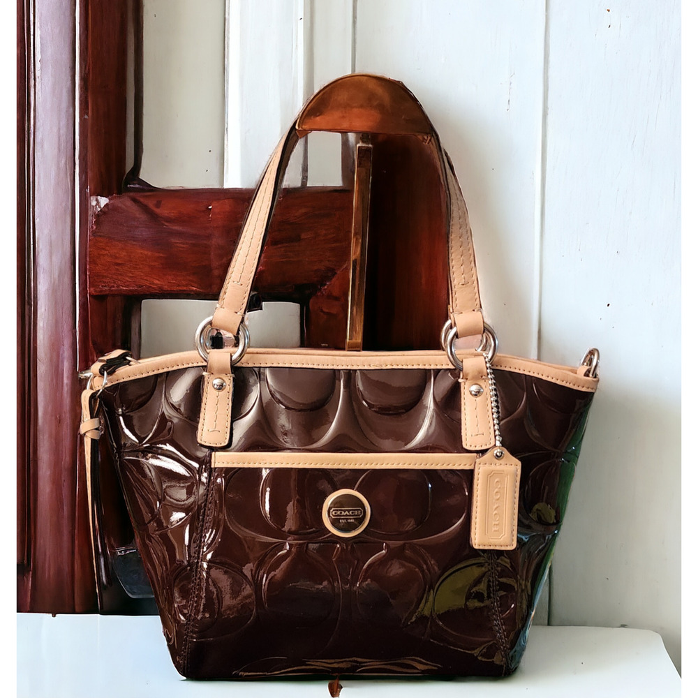 Coach Peyton Embossed Signature C Patent Leather Tote Bag